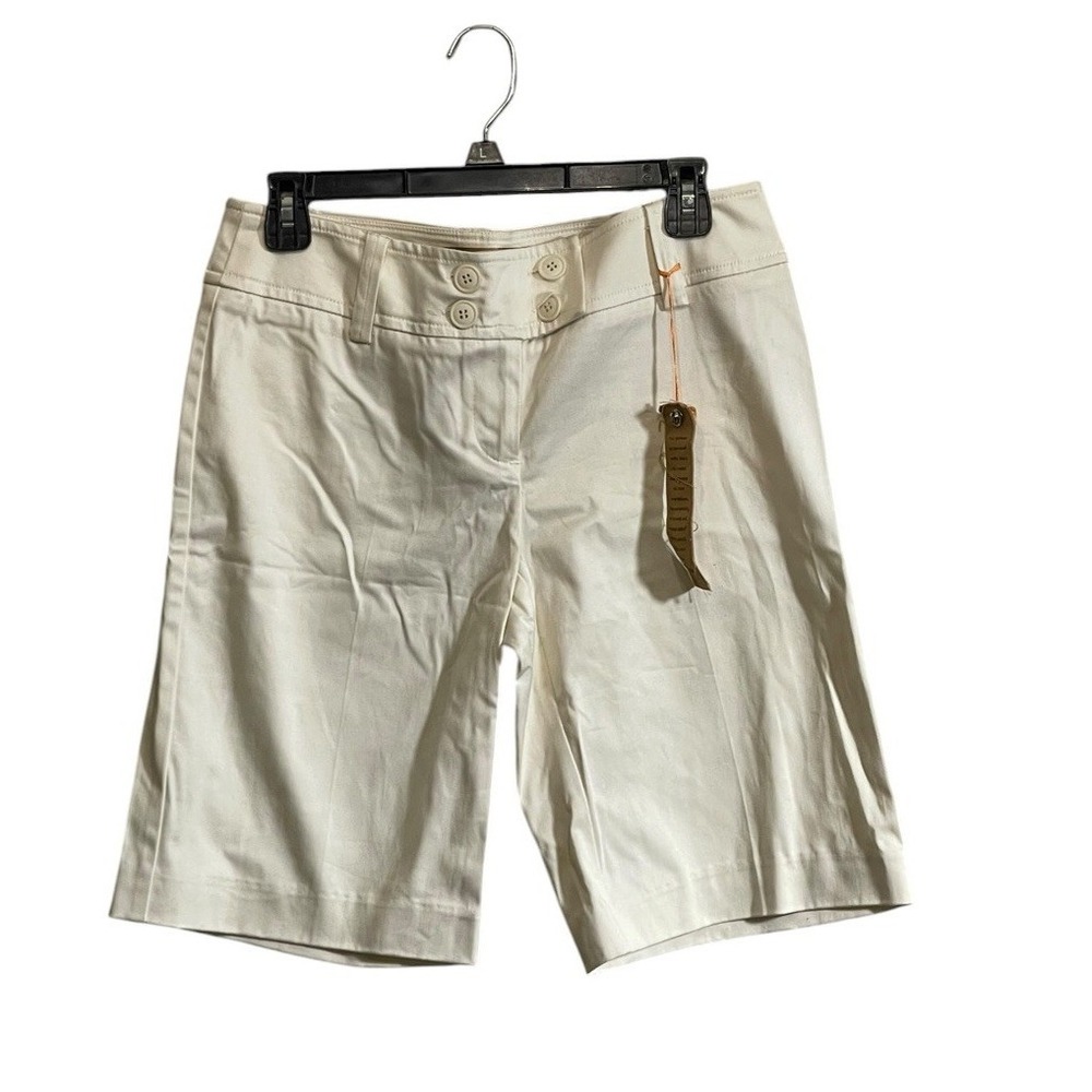 NWT Hippie Sz 5 Bermuda Shorts Cream Pockets 11" inseam